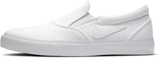 (Women) Nike Charge Canvas Slip-On SB 'Triple White' DA2607-100 (Women) Nike Charge Canvas Slip-On SB 'Triple White' DA2607-100