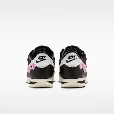 (Women) Nike Cortez Leather Black/Pink Rise/Bleached Lilac/Sail IV5675-001 Details for (Women) Nike Cortez Leather Black/Pink Rise/Bleached Lilac/Sail IV5675-001