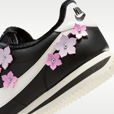 Cheap (Women) Nike Cortez Leather Black/Pink Rise/Bleached Lilac/Sail IV5675-001