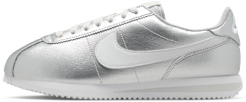 (Women) Nike Cortez Metallic Silver/Gray Fog/White IR0042-001 (Women) Nike Cortez Metallic Silver/Gray Fog/White IR0042-001