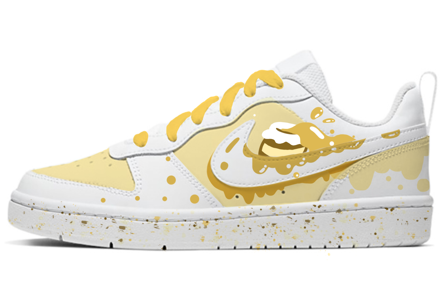 Buy 【定制球鞋】Nike Court Borough Low2 蜂蜜 漫畫手繪 防滑保暖 低幫 板鞋 女款 白黃