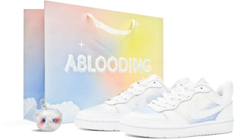 【定制球鞋】Nike Court Borough ABLOODING 夜光雲朵系列 日出海岸 褶皺面料縫紉 防滑 低幫 板鞋 女款 白藍 Buy 【定制球鞋】Nike Court Borough ABLOODING 夜光雲朵系列 日出海岸 褶皺面料縫紉 防滑 低幫 板鞋 女款 白藍