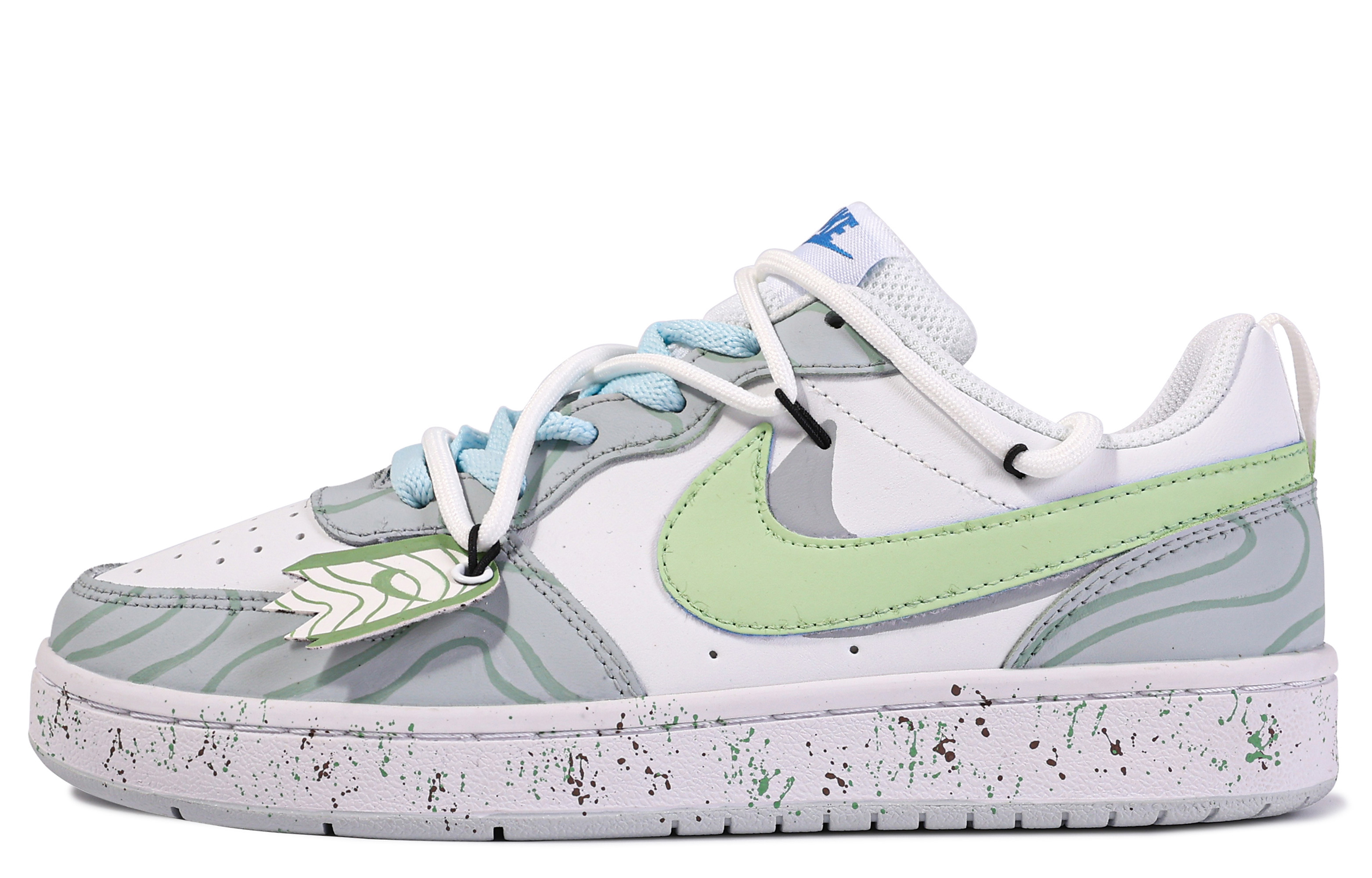 (W) Nike Court Borough Low Green White 'Da Vinci Wave'