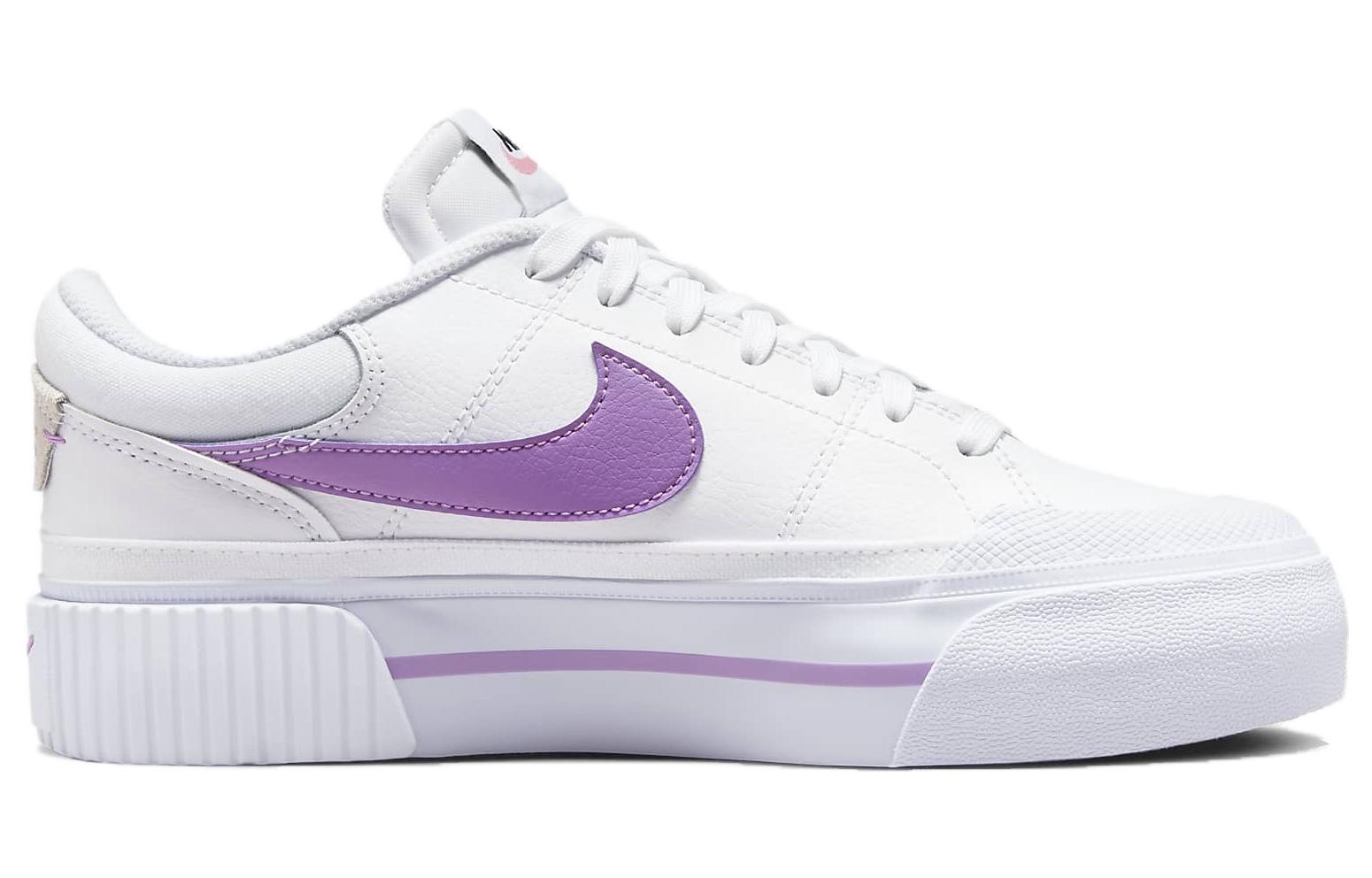 Lookbook Nike Court Legacy 柔軟舒適萬用 耐磨 低筒 板鞋 女款 白紫