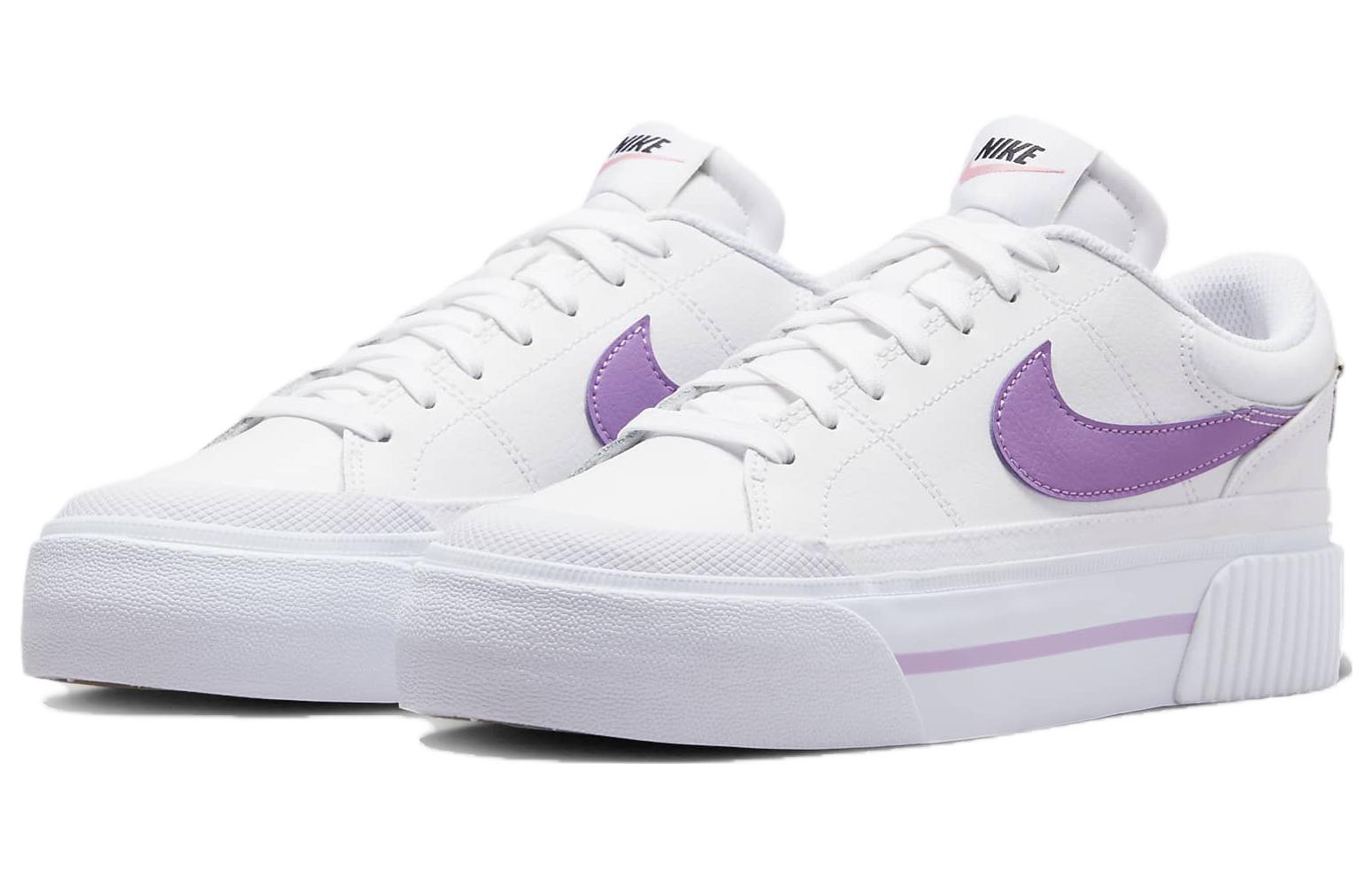 Shop Nike Court Legacy 柔軟舒適萬用 耐磨 低筒 板鞋 女款 白紫