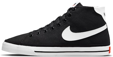 (Women) Nike Court Legacy Canvas Mid 'Black White Orange' DD0161-001 (Women) Nike Court Legacy Canvas Mid 'Black White Orange' DD0161-001