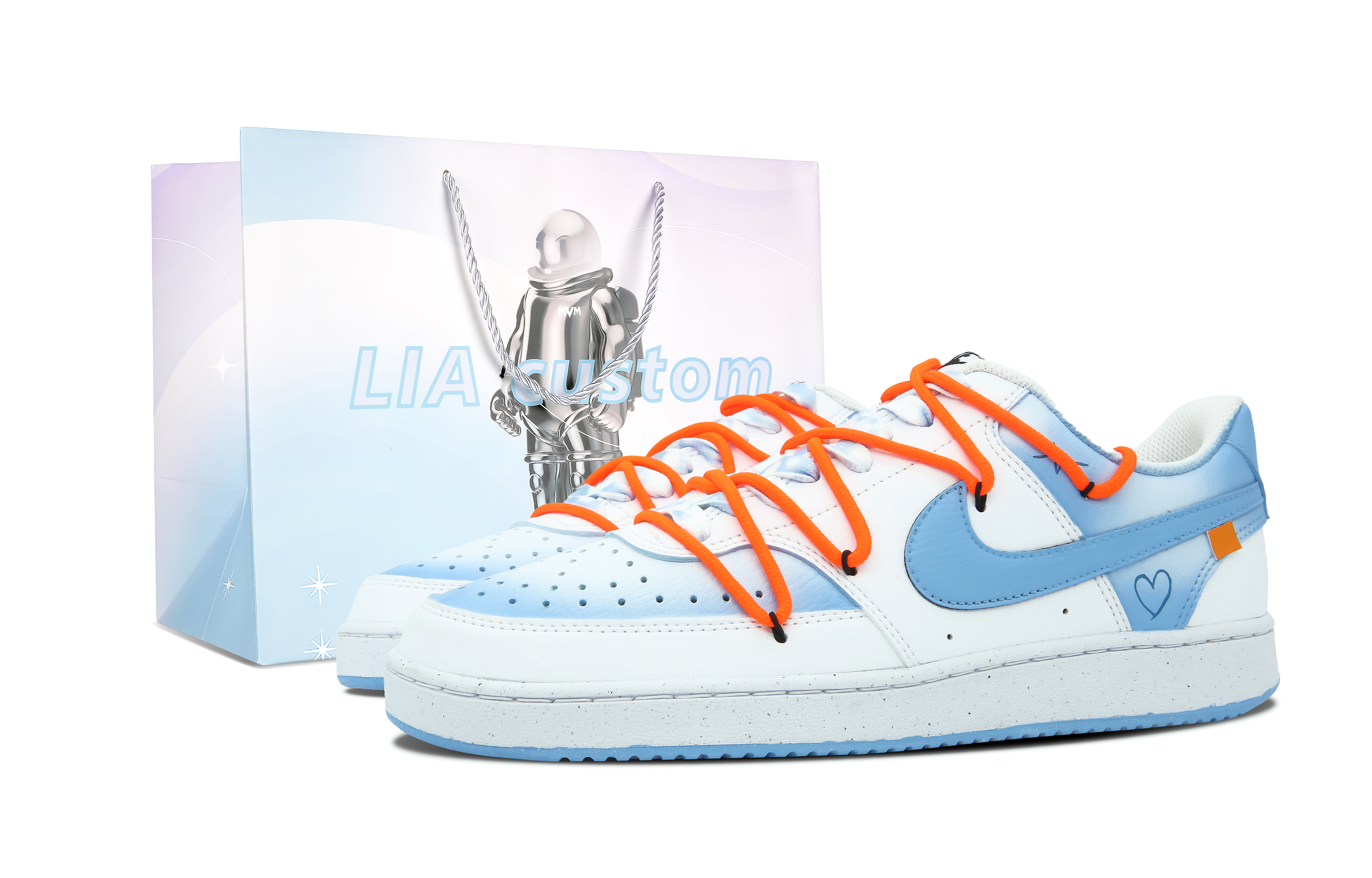 (W) Nike Court Vision 1 Low 'Clear Sky Blue and White Graffiti'