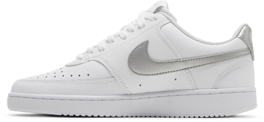 (Women) Nike Court Vision Low 'White Metallic Silver' CD5434-111 Lookbook (Women) Nike Court Vision Low 'White Metallic Silver' CD5434-111