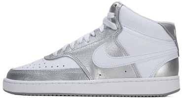 (Women) Nike Court Vision Mid 'Metallic Silver White' CD5436-108 (Women) Nike Court Vision Mid 'Metallic Silver White' CD5436-108