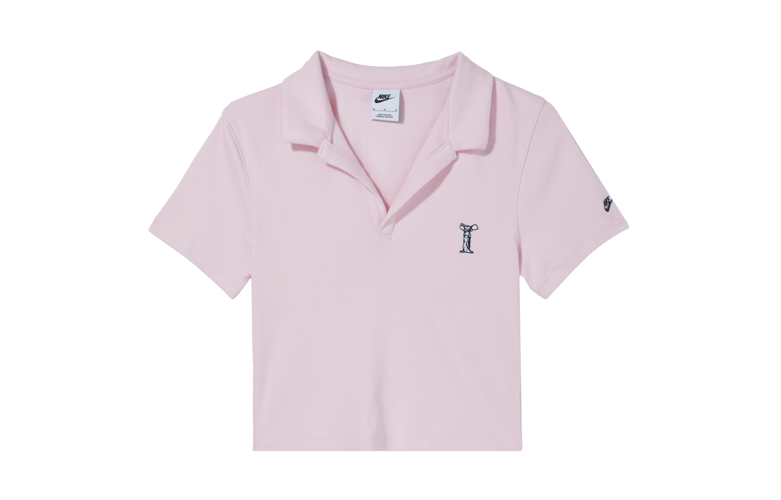 (Women) Nike Dopamine Cropped Polo T-Shirt Foam Pink Casual Comfort Wear HJ6852-663