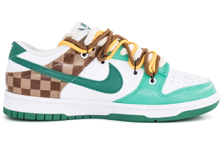 Order 【訂製球鞋】Nike Dunk Low 復古腰果花 腰果花 方格紋 低筒 板鞋 女款 白綠棕