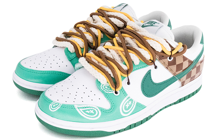 Lookbook 【訂製球鞋】Nike Dunk Low 復古腰果花 腰果花 方格紋 低筒 板鞋 女款 白綠棕