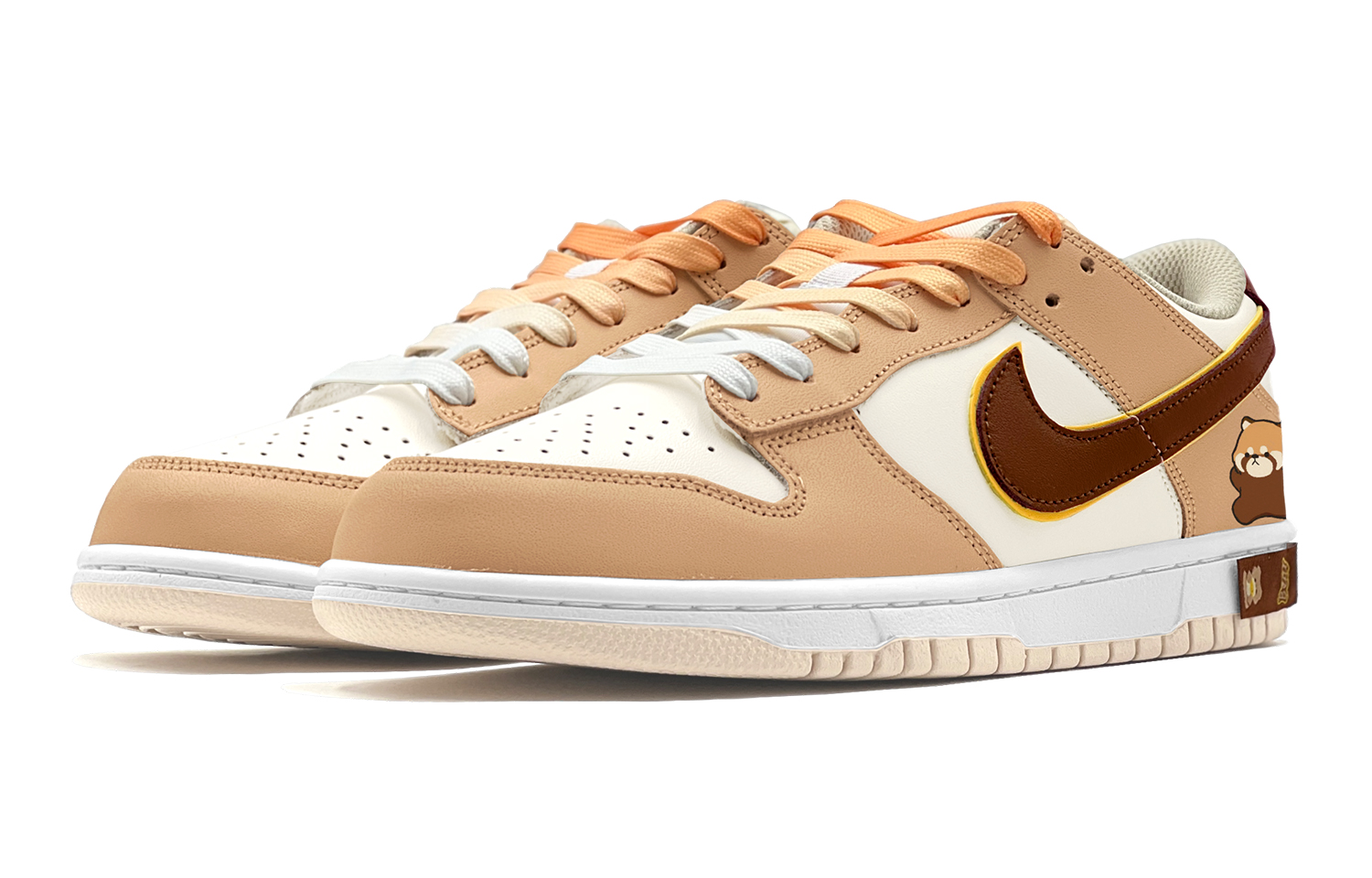 Shop 【定制球鞋】Nike Dunk Low 減齡穿搭 萌趣小浣熊 特殊鞋盒 低幫 板鞋 女款 棕黃