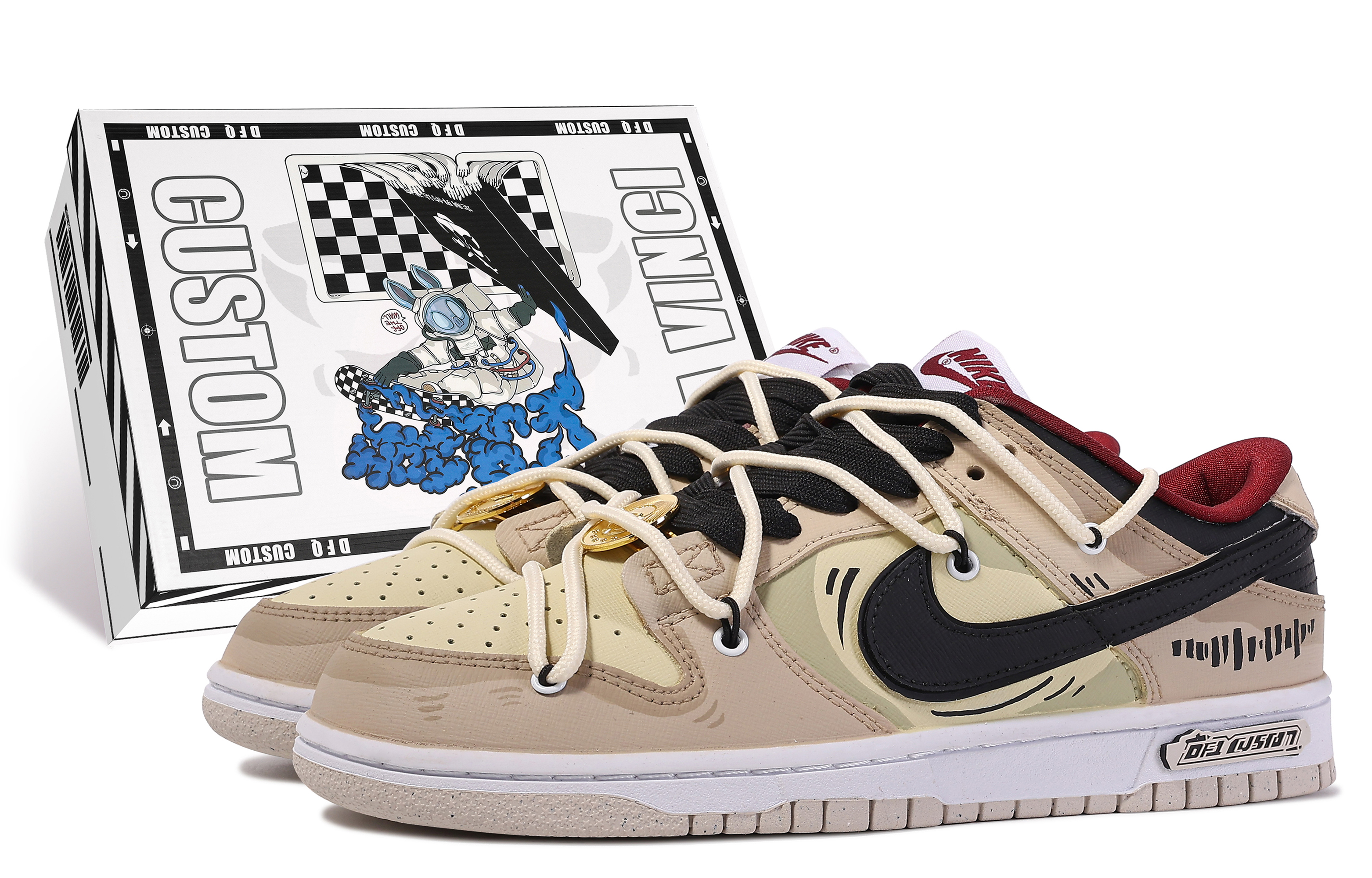 Buy (W) Nike Dunk Low 'Da Vinci Caja Gato Bebé Graffiti' DV1160-100(TeamM-cat-baby-BOX)