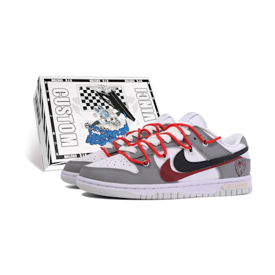 (W) Nike Dunk Low 'Da Vinci Custom Grey Red White'