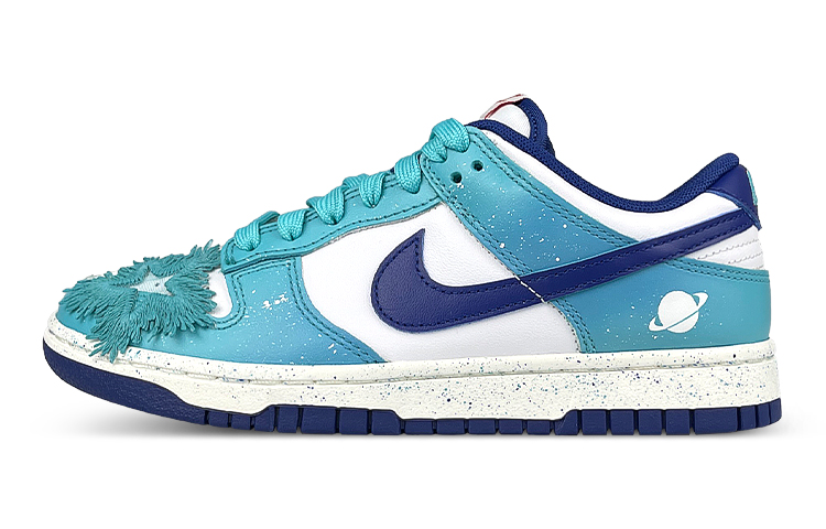 Order 【定制球鞋】Nike Dunk Low 禮盒 水星記 潑墨 布貼 防滑耐磨 低幫 板鞋 女款 藍白