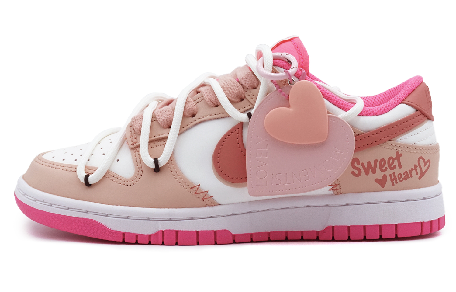 Order 客製化球鞋 Nike Dunk Low 粉色甜心 皮革 高街戶外 黑豹 復古優質 耐磨輕便透氣防滑 低筒 板鞋 女款 粉白