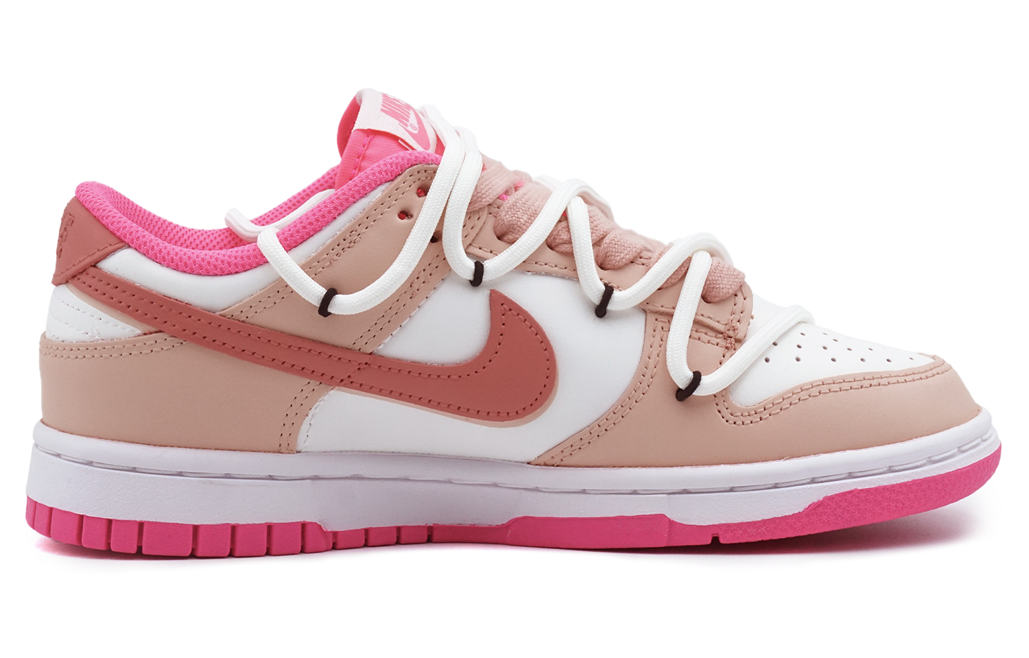 Lookbook 客製化球鞋 Nike Dunk Low 粉色甜心 皮革 高街戶外 黑豹 復古優質 耐磨輕便透氣防滑 低筒 板鞋 女款 粉白