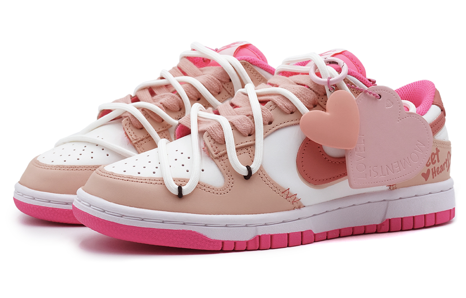 Shop 客製化球鞋 Nike Dunk Low 粉色甜心 皮革 高街戶外 黑豹 復古優質 耐磨輕便透氣防滑 低筒 板鞋 女款 粉白