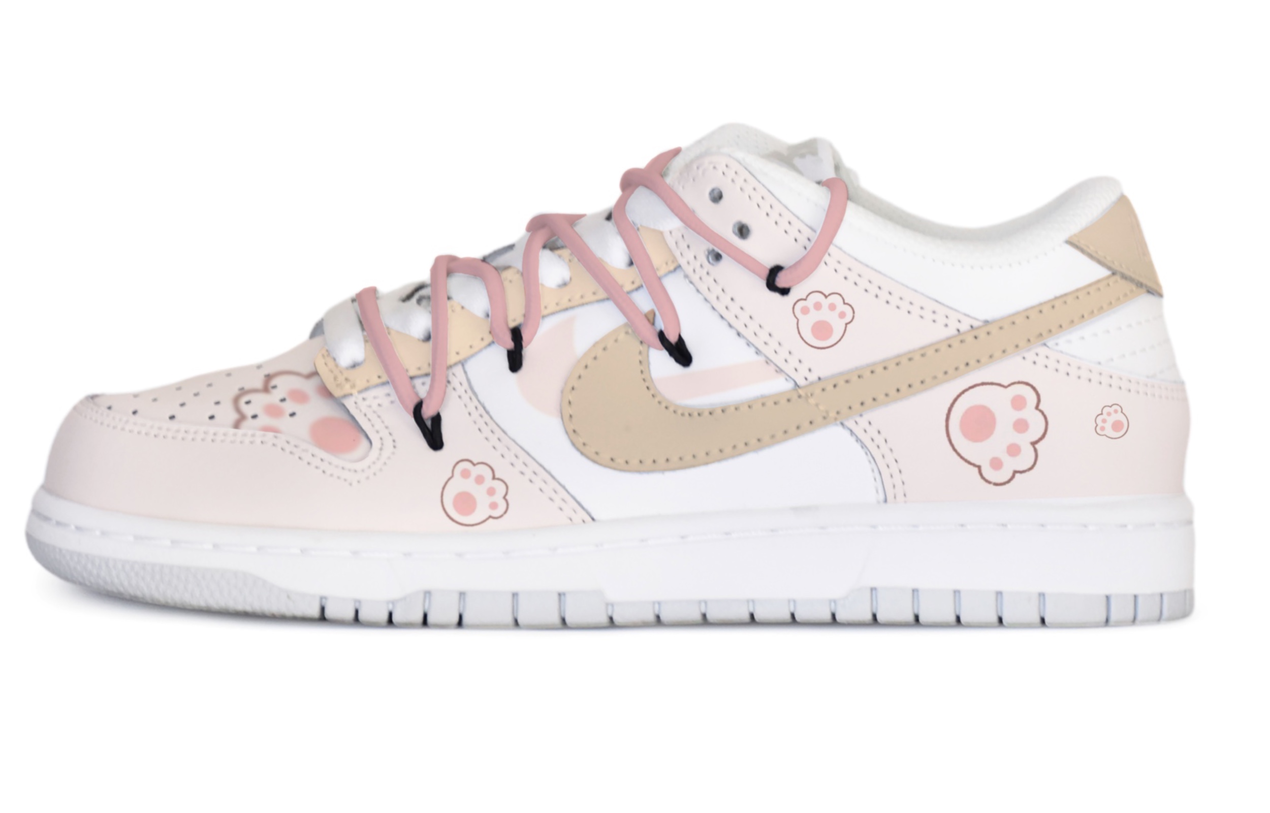 Buy 【訂製球鞋】Nike Dunk Low 落花 甜心貓爪 手繪塗鴉 防滑耐磨 低筒 板鞋 女款 粉白