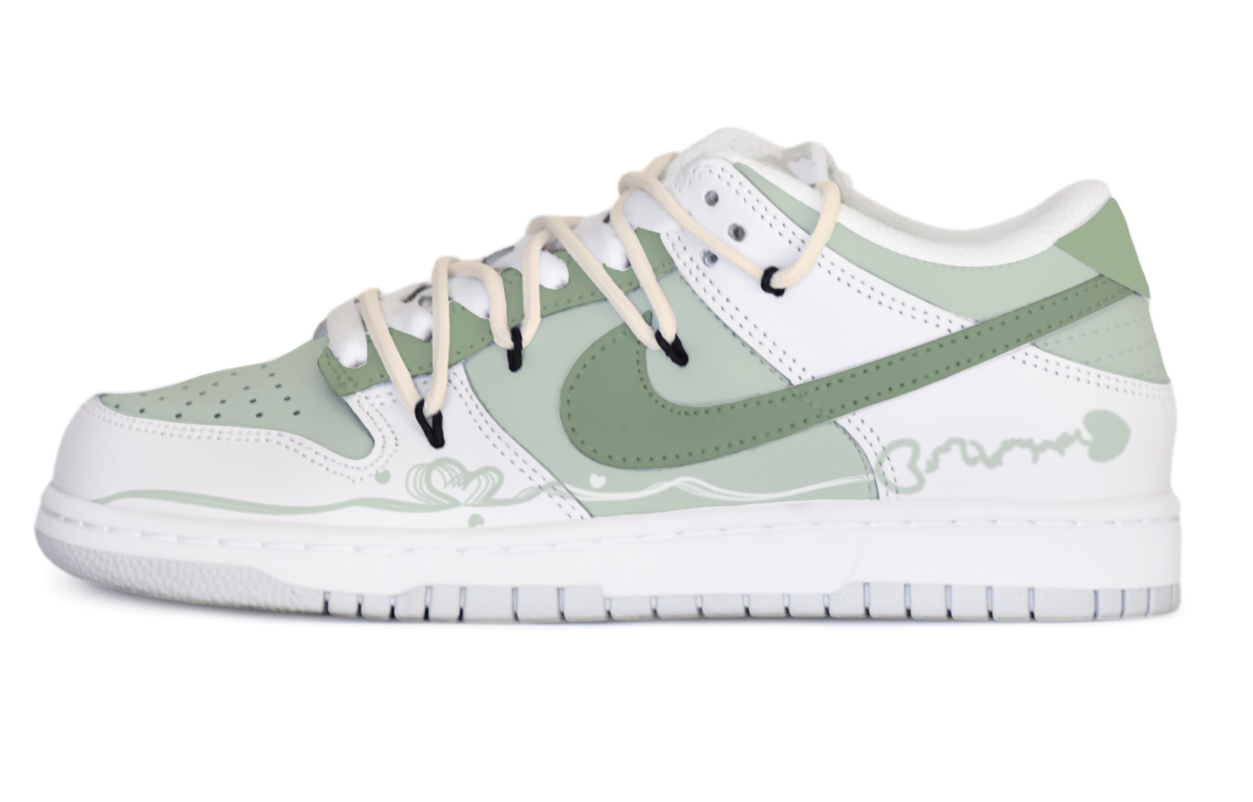 Buy 【定制球鞋】 Nike Dunk Low 愛心藤蔓 解構風 手繪塗鴉 防滑減震 低幫 板鞋 女款 白綠