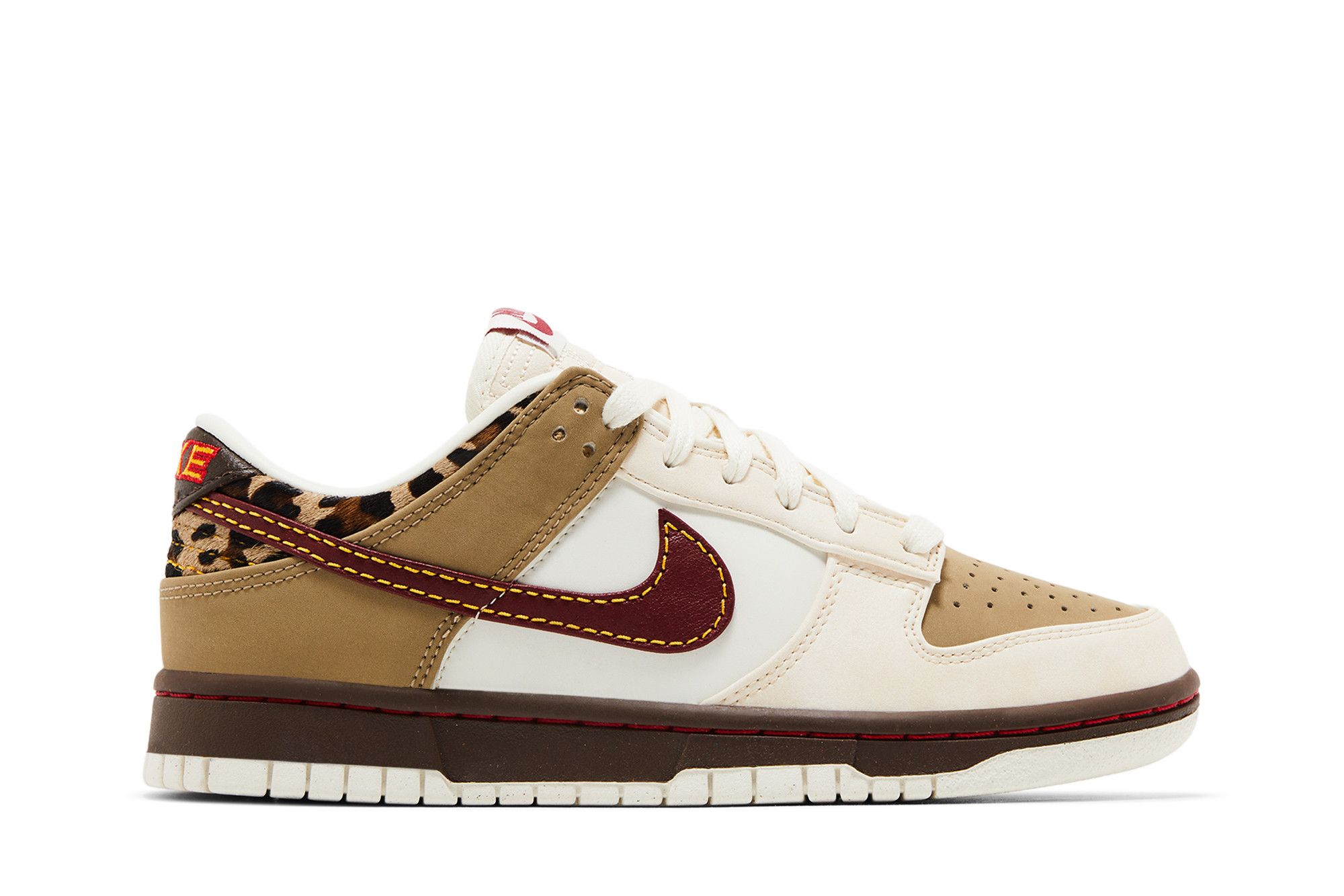 (Women) Nike Dunk Low Retro Leather Sneakers Cream Red Classic Comfort IM6687-262