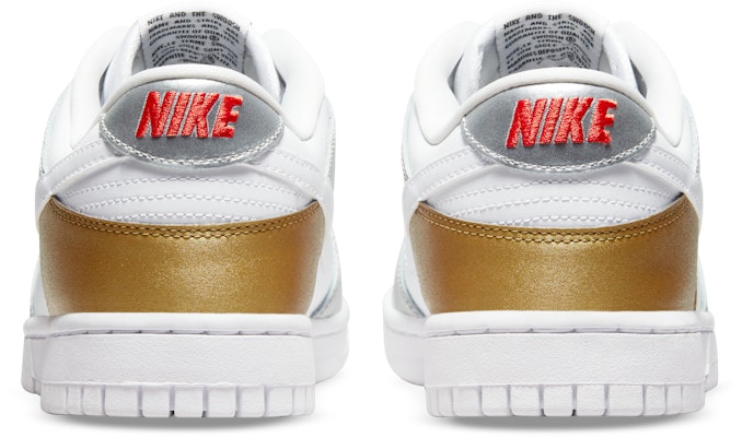 (Women) Nike Dunk Low SE 'White Metallic Gold Silver' DH4403-700 Purchase (Women) Nike Dunk Low SE 'White Metallic Gold Silver' DH4403-700