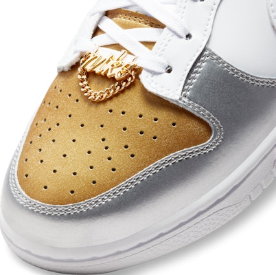 (Women) Nike Dunk Low SE 'White Metallic Gold Silver' DH4403-700 Details for (Women) Nike Dunk Low SE 'White Metallic Gold Silver' DH4403-700