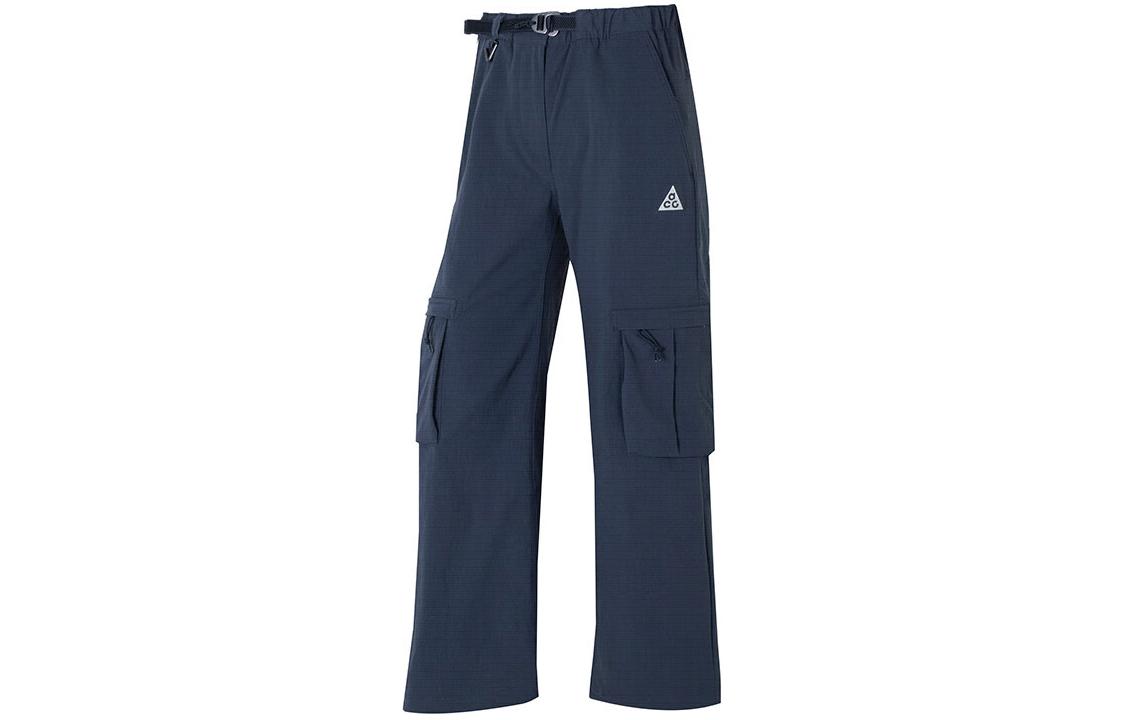 (Women) Nike Embroidered Letter Cargo Pants Navy Blue Casual Loose Fit. FN1948-437