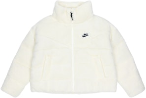 (Women) Nike Embroidered Logo Sherpa Fleece Winter Jacket Down Coat Off-White DD4655-715 (Women) Nike Embroidered Logo Sherpa Fleece Winter Jacket Down Coat Off-White DD4655-715