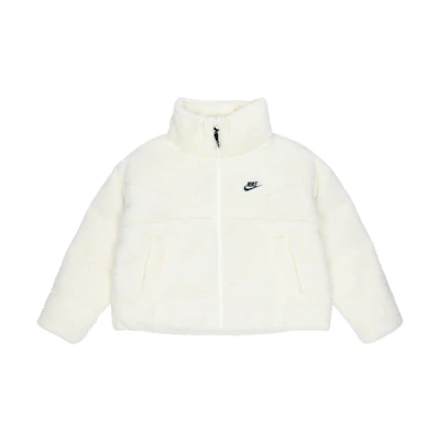 (Women) Nike Embroidered Logo Sherpa Fleece Winter Jacket Down Coat Off-White DD4655-715