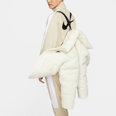 (Women) Nike Embroidered Logo Sherpa Fleece Winter Jacket Down Coat Off-White DD4655-715 Purchase (Women) Nike Embroidered Logo Sherpa Fleece Winter Jacket Down Coat Off-White DD4655-715