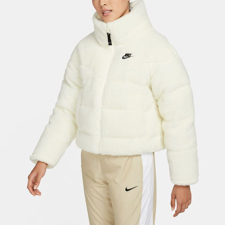 Details for (Women) Nike Embroidered Logo Sherpa Fleece Winter Jacket Down Coat Off-White DD4655-715