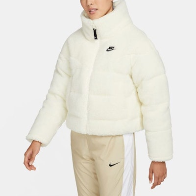 (Women) Nike Embroidered Logo Sherpa Fleece Winter Jacket Down Coat Off-White DD4655-715 Details for (Women) Nike Embroidered Logo Sherpa Fleece Winter Jacket Down Coat Off-White DD4655-715