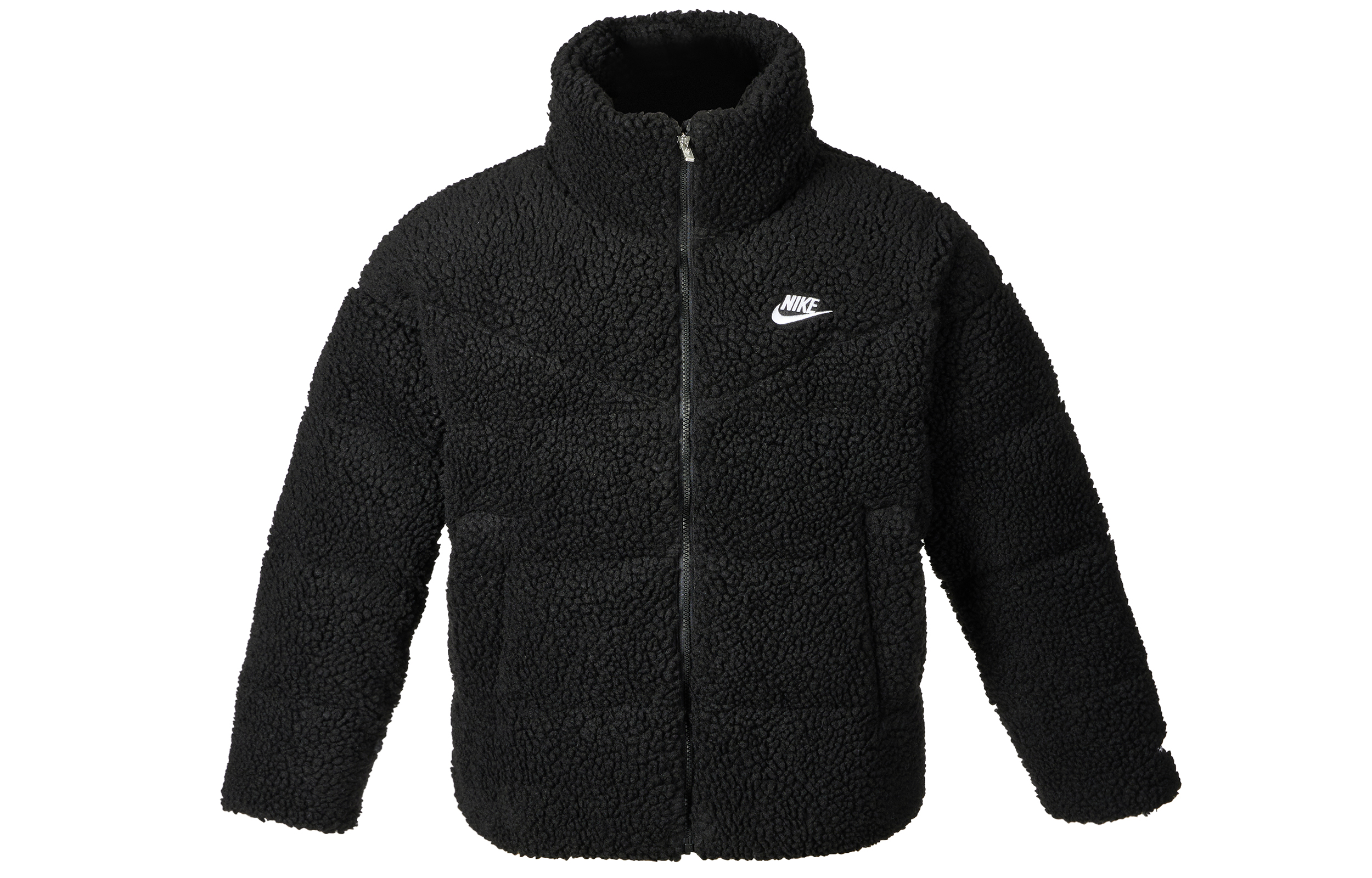 (Women) Nike Embroidered Logo Stand Collar Zip Jacket Black DV6676-010