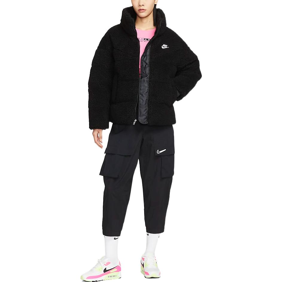 (Women) Nike Embroidered Logo Stand Collar Zip Jacket Black DV6676-010 圖 4