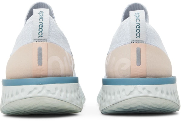 (W) Nike Epic React Flyknit Platino Celeste Teal Celestiale AQ0070-014 Details for (W) Nike Epic React Flyknit Platino Celeste Teal Celestiale AQ0070-014