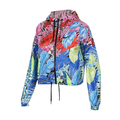 (Women) Nike Floral Print Hoodie Jacket Purple Red AT0563-686