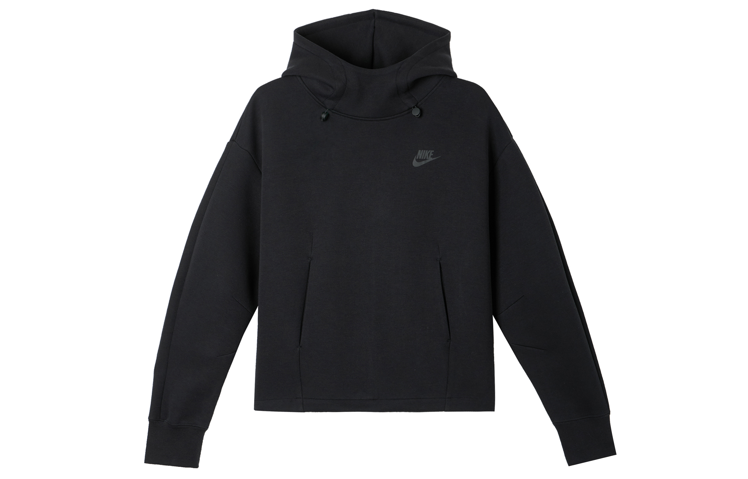 (Women) Nike FW24 Tech Fleece Black Comfy Loose-Fit Sweatshirt Essential FV6323-010