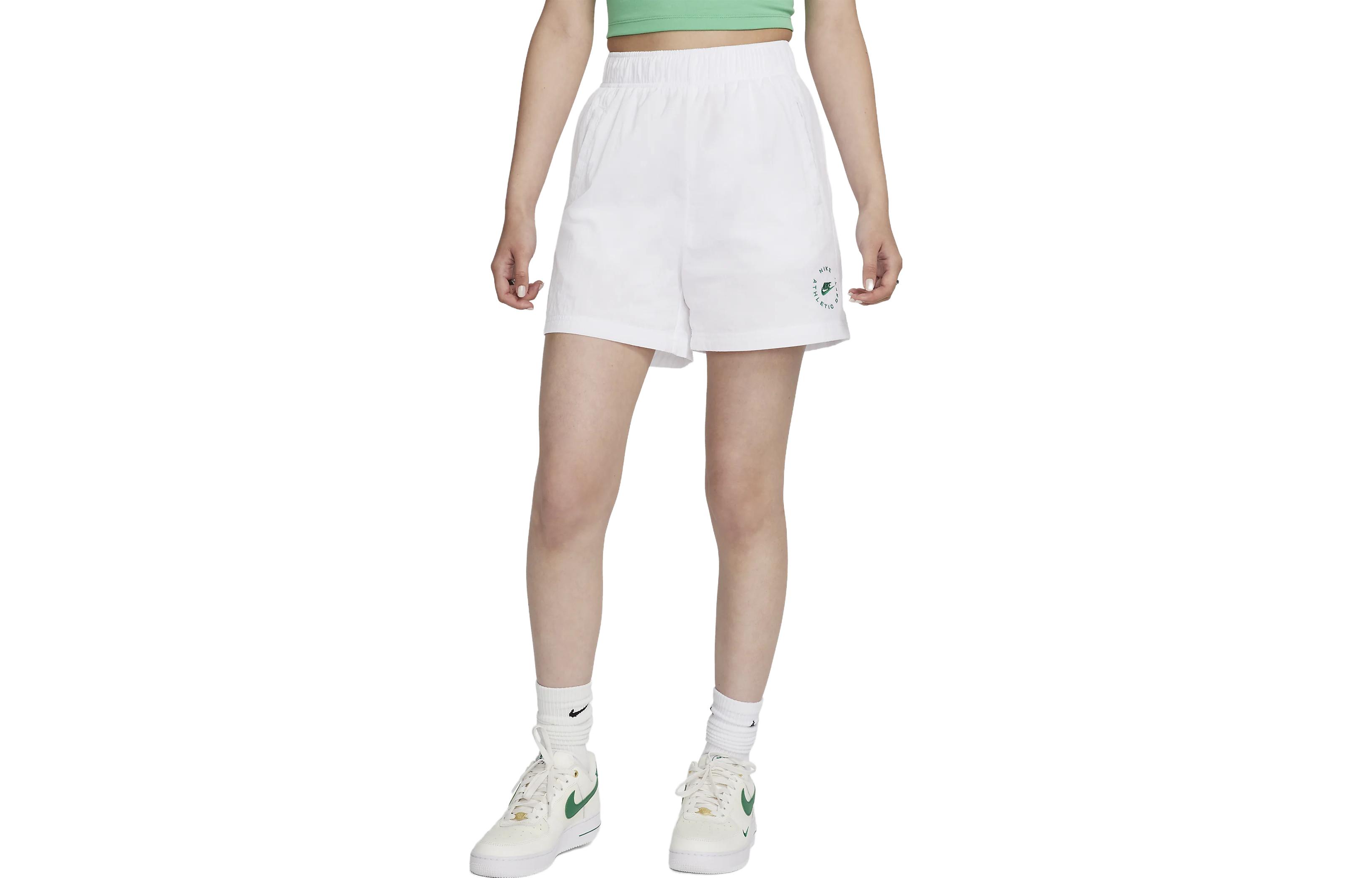 (Women) Nike High-Waisted Woven Logo Print Casual Shorts White FN7219-100