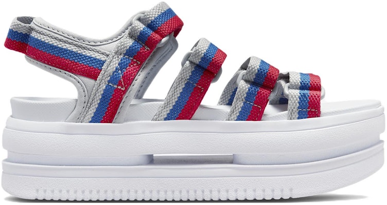 (Women) Nike Icon Classic Velcro Thick Sole Stylish Sports White Blue Red Sandals 'White Blue Red' DH0223-003 Order (Women) Nike Icon Classic Velcro Thick Sole Stylish Sports White Blue Red Sandals 'White Blue Red' DH0223-003