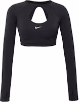 (Women) Nike Indy Solid Logo Dri-FIT Crop Long Sleeve Training Top Women Black FB4103-010 (Women) Nike Indy Solid Logo Dri-FIT Crop Long Sleeve Training Top Women Black FB4103-010