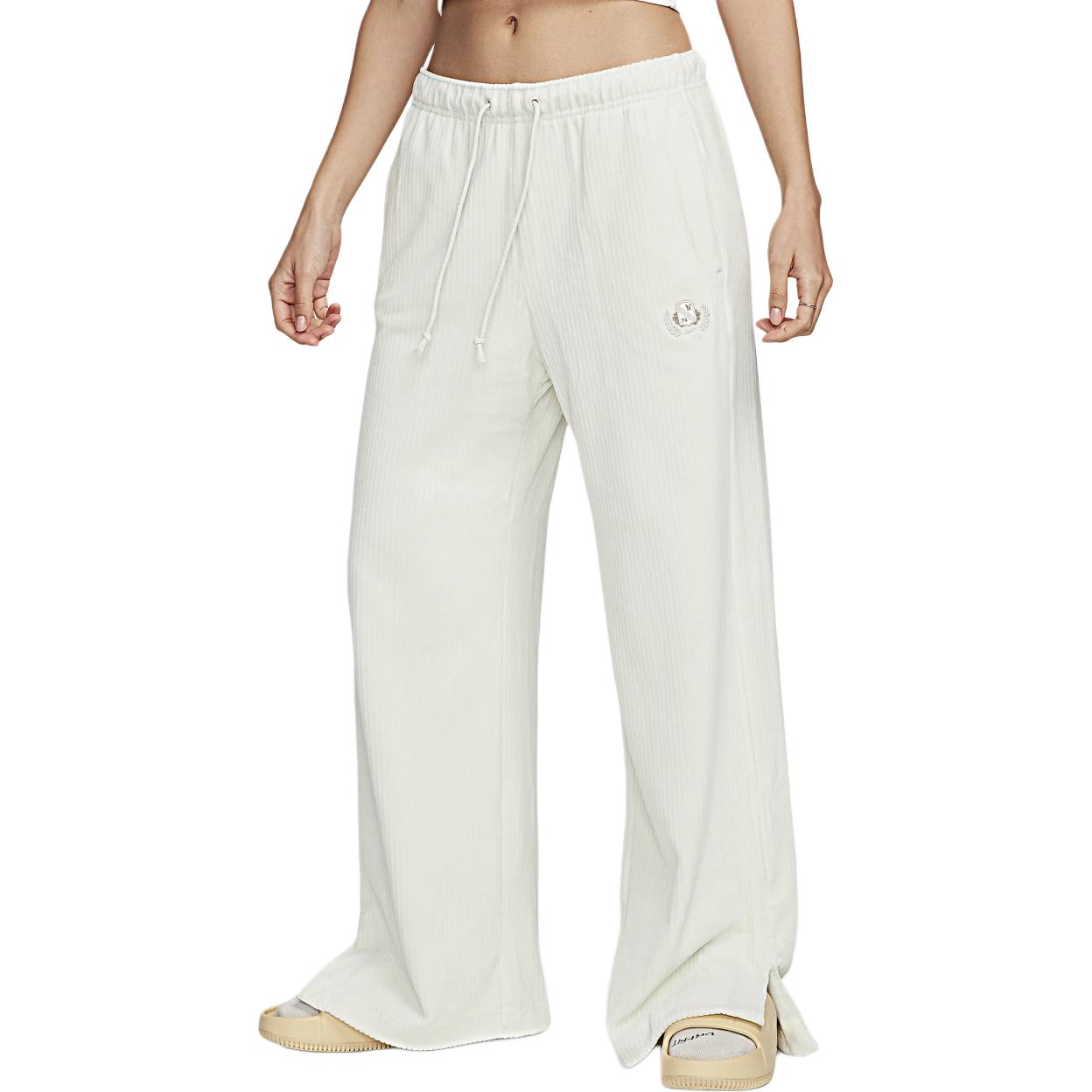 (Women) Nike Ivory Mid-Rise Drawstring Wide-Leg Sweatpants FQ8045-020