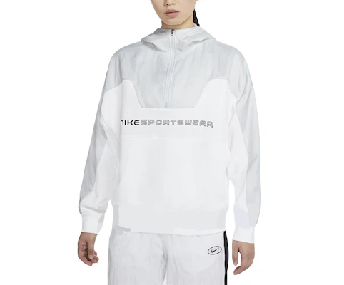 (Women) Nike Letter Print Colorblock Half-Zip Hoodie Jacket White CZ8865-100 Order (Women) Nike Letter Print Colorblock Half-Zip Hoodie Jacket White CZ8865-100
