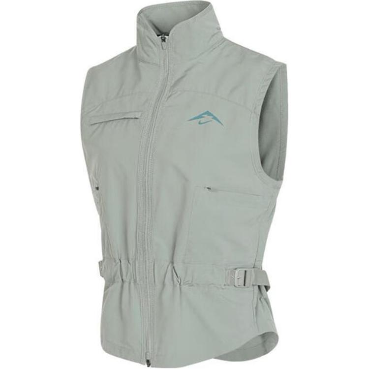 (Women) Nike Letter Print High-Neck Zip Vest Light Green FV6399-370