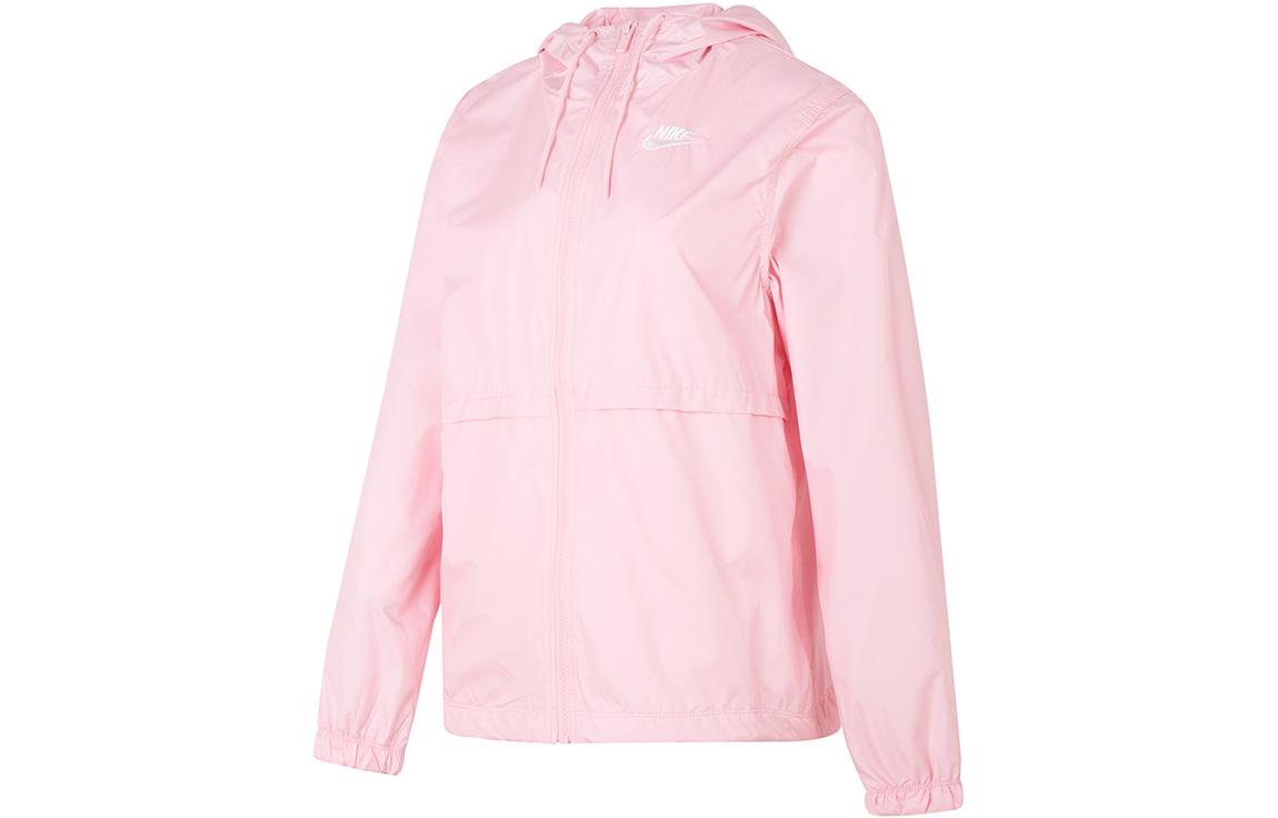(Women) Nike Light Pink Windproof Hooded Woven Jacket with Logo, Loose Fit. DM6180-690