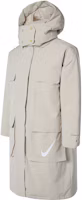 (Women) Nike Logo Print Long Sleeve Hooded Puffer Jacket Beige DJ1980-206 (Women) Nike Logo Print Long Sleeve Hooded Puffer Jacket Beige DJ1980-206
