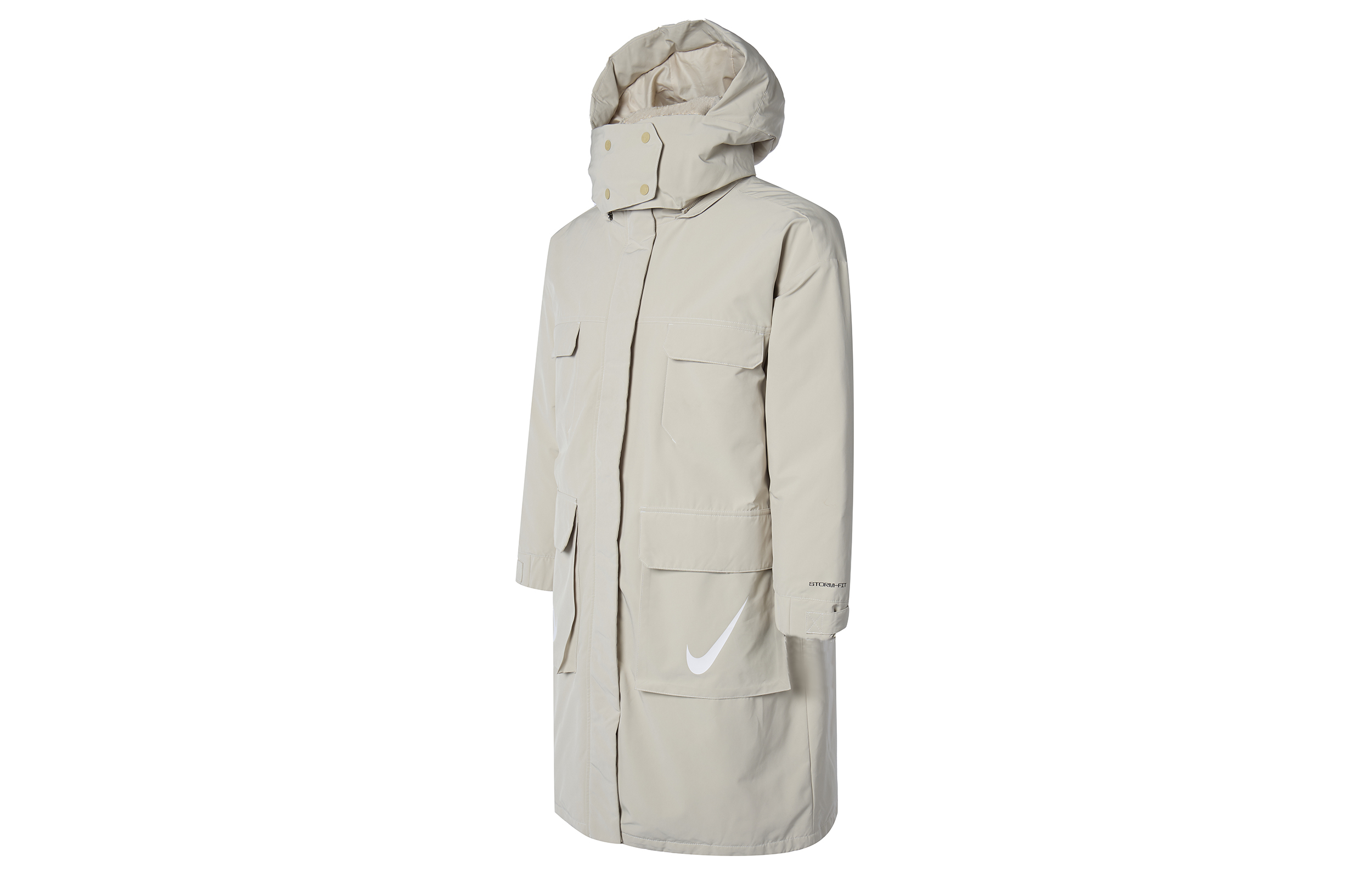 Order (Women) Nike Logo Print Long Sleeve Hooded Puffer Jacket  Beige DJ1980-206