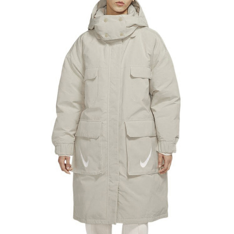 Purchase (Women) Nike Logo Print Long Sleeve Hooded Puffer Jacket  Beige DJ1980-206