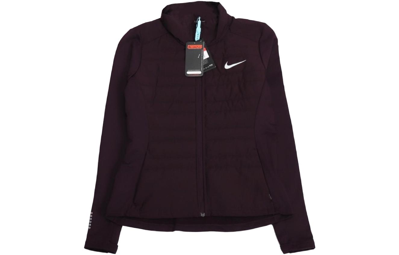 (Women) Nike Logo Print Running Jacket Burgundy Color AQ4739-670